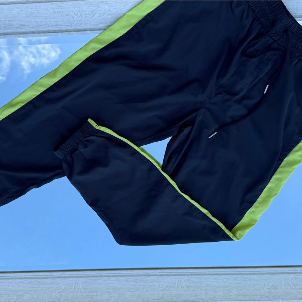 Forever 21 Black Joggers with Neon Green Stripes